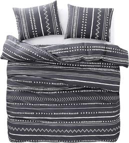 img 1 attached to 🛏️ Wake In Cloud - Aztec Comforter Set, King Size 100% Cotton Fabric with Soft Microfiber Fill Bedding, Stylish Dark Gray with White Geometric Modern Pattern Print (3pcs)