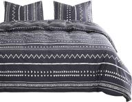 🛏️ wake in cloud - aztec comforter set, king size 100% cotton fabric with soft microfiber fill bedding, stylish dark gray with white geometric modern pattern print (3pcs) logo