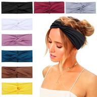 👩 huachi women headbands headwraps twisted wide elastic turban thick hair accessories, set of 8 logo