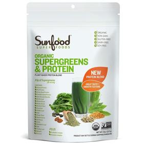 img 4 attached to 🌱 Sunfood Organic Supergreens & Protein: Новый растительный, беззерновой белковый смесь с 19 зелеными суперфудами, пробиотиками и ферментами. Ультра-чистый - без наполнителей, добавок, консервантов. 8 унций.