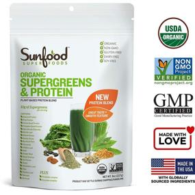 img 2 attached to 🌱 Sunfood Organic Supergreens & Protein: Новый растительный, беззерновой белковый смесь с 19 зелеными суперфудами, пробиотиками и ферментами. Ультра-чистый - без наполнителей, добавок, консервантов. 8 унций.