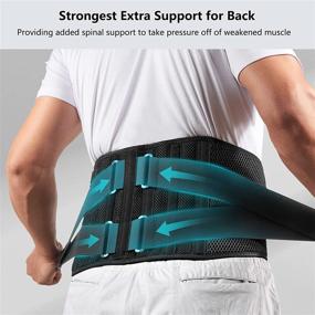 img 2 attached to 👨 FREETOO Air Mesh Back Brace with 7 Stays: Effective Lower Back Pain Relief & Adjustable Support Belt for Work, Sciatica, Scoliosis – Men and Women (M, Waist: 36''-44''), Black