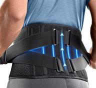 👨 freetoo air mesh back brace with 7 stays: effective lower back pain relief & adjustable support belt for work, sciatica, scoliosis – men and women (m, waist: 36''-44''), black logo