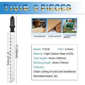 img 2 attached to Premium 25-Piece T101B Jigsaw Blades for Clean Cuts in Wood & Plastic - 4 in. 10 TPI T Shape Shank