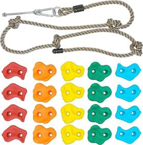 img 3 attached to 🧗 N Laughter 20 Assorted Kids Climbing Rock Holds with Knotted Rope Kit - Easy Installation on Walls Up to 1" Thickness - Mounting Hardware Included