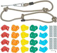 🧗 n laughter 20 assorted kids climbing rock holds with knotted rope kit - easy installation on walls up to 1" thickness - mounting hardware included logo
