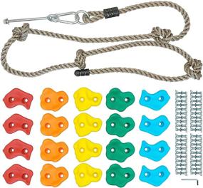 img 4 attached to 🧗 N Laughter 20 Assorted Kids Climbing Rock Holds with Knotted Rope Kit - Easy Installation on Walls Up to 1" Thickness - Mounting Hardware Included
