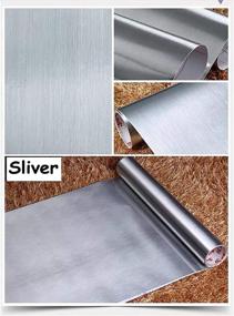 img 1 attached to 🔧 Yancorp 24" Wide Brushed Silver Stainless Steel Peel and Stick Wallpaper for Countertop, Cabinet, and Kitchen Drawer Covers - Removable, 24"x120