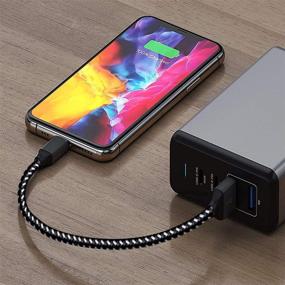 img 2 attached to 🔌 Short 1ft iPhone Charger Cable - Fast Charging Power Bank Cable - Lightning Cable Compatible with iPhone 12 Pro Max/12 Mini/11 Pro Max/Xs Max/XR/X/8 Plus/SE 2020/7/6/5/se - Black Color Option Available