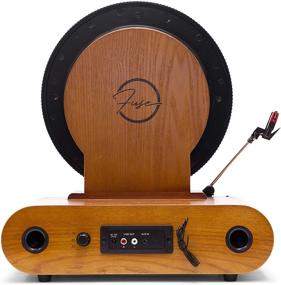 img 1 attached to Handcrafted Ashtree Wood Vertical Vinyl Record Player – Fusion of Vert with Bluetooth, FM Radio, and Alarm