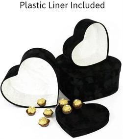 img 2 attached to 🌹 UNIKPACKAGING Set of 3 Premium Quality Heart Shaped Velvet Flower Boxes, Ideal for Luxury Flower and Gift Arrangements, with Lids, Ships From USA (Black)