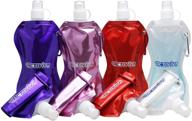 activiva collapsible reusable water bottle by usa merchant - lightweight, leak proof, and foldable - bpa free - 16.9 oz 4 pack (pink, purple, red, clear) logo