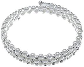 img 4 attached to 💎 Sparkling Simulated Rhinestone Layered Bracelet: Gorgeous Multilayer Girls' Jewelry