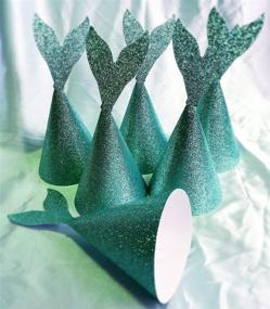 img 3 attached to 🎉 Set of 6 Green Glitter Birthday Party Hats - Mermaid Themed
