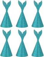 🎉 set of 6 green glitter birthday party hats - mermaid themed logo