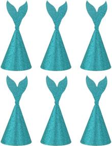 img 4 attached to 🎉 Set of 6 Green Glitter Birthday Party Hats - Mermaid Themed