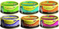 🐱 earthborn grain-free 5.5 oz canned cat food variety pack - 24 cans, 6 flavors: chicken catcciatori, monterey medley, catalina catch, chicken fricatssee, chicken jumble with liver, harbor harvest логотип