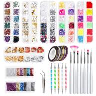 💅 all-in-one nail art brush and accessory kit: nail art tools decoration set with brush, dotting pen, rhinestones, striping tape, sequins, and foil logo