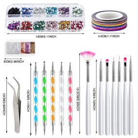 img 1 attached to 💅 All-in-One Nail Art Brush and Accessory Kit: Nail Art Tools Decoration Set with Brush, Dotting Pen, Rhinestones, Striping Tape, Sequins, and Foil