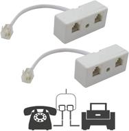uvital 2-pack telephone wall adaptor and separator - two way telephone splitters, male to 2 female converter cable rj11 6p4c for landline (white) logo