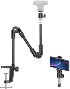 img 4 attached to 📹 Flexible Gooseneck Webcam Stand Camera Mount with Phone Holder - KDD 25" - Enhanced for Logitech C922, C930e, C920S, C920, C615, C960, Brio 4K, and GoPro Hero 8, 7, 6, 5 - Foldable Table Projector Mount