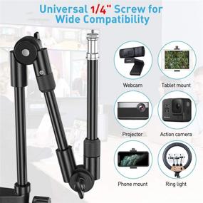 img 3 attached to 📹 Flexible Gooseneck Webcam Stand Camera Mount with Phone Holder - KDD 25" - Enhanced for Logitech C922, C930e, C920S, C920, C615, C960, Brio 4K, and GoPro Hero 8, 7, 6, 5 - Foldable Table Projector Mount