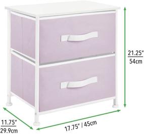 img 1 attached to 🗄️ mDesign Storage Dresser End Table Nightstand - Small Standing Organizer for Bedroom, Office, Living Room, and Closet - 2 Drawer Removable Fabric Bins - Light Purple/White