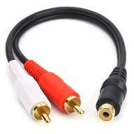 🔌 0.2m/0.5ft rca female to dual rca male y-cable stereo audio cable, ofc conductor, dual shielding, gold plated metal shell, flexible pvc jacket logo