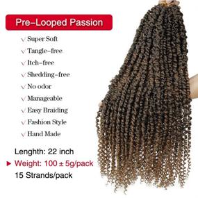 img 3 attached to 6 Packs Pre-twisted Passion Twist Crochet Hair 22 Inch Ombre Color - Curly Ends Hair Extensions