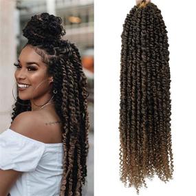 img 4 attached to 6 Packs Pre-twisted Passion Twist Crochet Hair 22 Inch Ombre Color - Curly Ends Hair Extensions