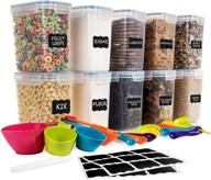 🍽️ space saver airtight food storage containers set [pack of 10] 1.6l /54oz + 14 measuring cup & spoons + labels & marker - bpa free, leakproof, dishwasher safe - ideal for sugar, flour, baking supplies логотип