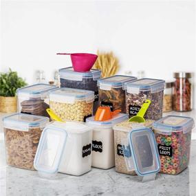 img 2 attached to 🍽️ SPACE SAVER Airtight Food Storage Containers Set [Pack of 10] 1.6L /54oz + 14 Measuring Cup & Spoons + Labels & Marker - BPA Free, Leakproof, Dishwasher Safe - Ideal for Sugar, Flour, Baking Supplies