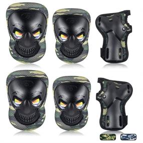 img 4 attached to 🛹 Labeol Kids/Youth/Adult Skateboard Protective Gear Set - Knee Pads, Elbow Pads, Wrist Guards - 6-in-1 Protector for Ice Roller Skating, Cycling, Riding, Scooter, Skateboard, Bicycle, Inline Skating (Medium, Camouflage)