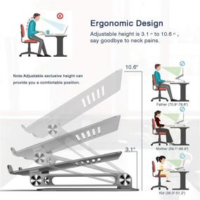 img 3 attached to EPN Эргономичная настраиваемая подставка для ноутбука MacBook, Lenovo и ноутбуков до 17 дюймов - портативная подставка с антискользящим покрытием из силикона и алюминиевого сплава - цвет Space Grey.
