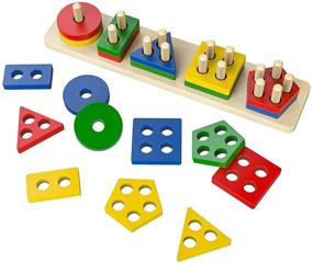 img 4 attached to 🧩 Montessori Shape Sorting Stacking Toys for 1-4 Year Old Boys and Girls - Educational Wooden Toys for Toddlers 1-3, Color Recognition Gifts