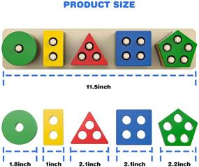 img 2 attached to 🧩 Montessori Shape Sorting Stacking Toys for 1-4 Year Old Boys and Girls - Educational Wooden Toys for Toddlers 1-3, Color Recognition Gifts