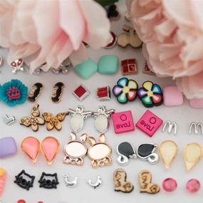 img 2 attached to NEWITIN 100 Pairs Colorful Cute Stud Earrings: Hypoallergenic Plastic Earrings for Girls and Women