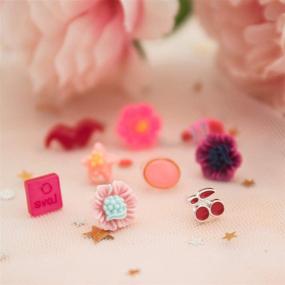 img 1 attached to NEWITIN 100 Pairs Colorful Cute Stud Earrings: Hypoallergenic Plastic Earrings for Girls and Women