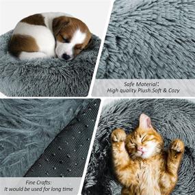 img 1 attached to 🐶 Soft Fluffy Dog and Cat Bed - Calming Donut Design for Small Pets, Extra Cozy and Washable with Anti-Slip Base - Self-Warming Options, Multiple Sizes (28 inches)