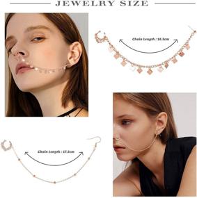 img 2 attached to 👃 Drperfect Fake Nose Ring: Stylish Non-Piercing Hoop & Chain Nose Studs for Women & Men - Clip On Faux Septum Piercing Jewelry with Ear Chain