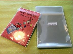 img 1 attached to 🛍️ Protective Clear A7+ (P) Resealable Cellophane Bags - 100 Pcs, 5 7/16 X 7 1/4, with Tape Strip