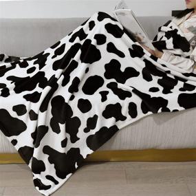 img 3 attached to 🐄 Super Soft Flannel Cow Print Blanket for Kids - Black and White Warm Blankets and Throws for Sofa Couch Bed - Ideal Gift 50 x 40 inches