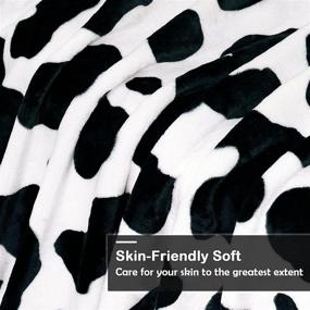 img 1 attached to 🐄 Super Soft Flannel Cow Print Blanket for Kids - Black and White Warm Blankets and Throws for Sofa Couch Bed - Ideal Gift 50 x 40 inches