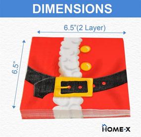 img 1 attached to 🏻 Домашние бумажные салфетки Санта-Клауса HOME-X: праздничные бумажные салфетки 6,5 дюйма для ланча, коктейлей и многого другого - 48 пакетов одноразовых салфеток для праздничных ужинов.