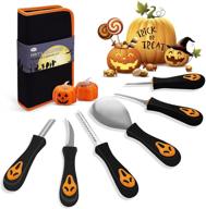 🎃 halloween pumpkin carving kit: professional stainless steel tools with led lights - perfect for adults & kids. includes carrying bag for jack-o-lantern decorations! logo