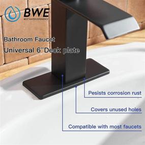 img 2 attached to BWE 6 Inch Black Faucet Cover for Bathroom Vanity Sink - Modern Matte Black Deck Plate Escutcheon: Stainless Steel Rectangular Basin Sink Cover Cap