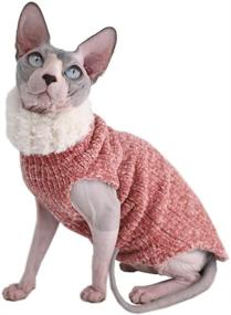 img 4 attached to 🐱 Winter Warmth for Hairless Cats: Sphynx Cat Clothes - High Collar Faux Fur Sweaters, Fashionable Coats, Pajamas, and Apparel for Sphynx Cats and Small Dogs