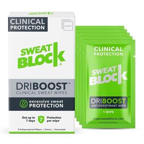 img 4 attached to 🆓 SweatBlock DRIBOOST Antiperspirant Wipes - Clinical Protection for Hyperhidrosis, Excessive Sweating, and Pit Stains - Up to 7 Days of Sweat Protection - 5 ct - Unisex