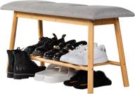 bamboo shoe rack with cushioned seat for 👟 organized entryway and closet - zhu chuang cushioned bench solution логотип