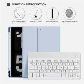 img 2 attached to 📱 Aoub iPad Case 9.7 inch - Bluetooth Keyboard Cover with Pencil Holder, Sky Blue